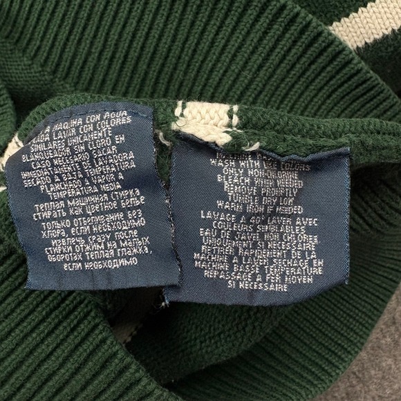 Polo by Ralph Lauren Boys Lg. Green Striped Cotton Sweater Flesh Pony Mini Prep - Picture 7 of 9